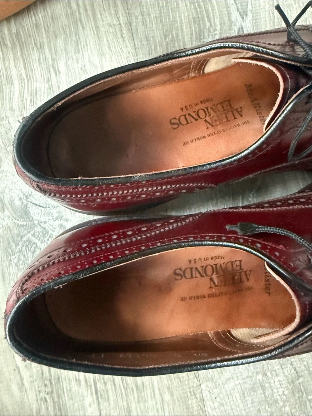 Vintage Allen Edmonds McAllister Burgundy Leather Wingtip Oxford Dress Shoes